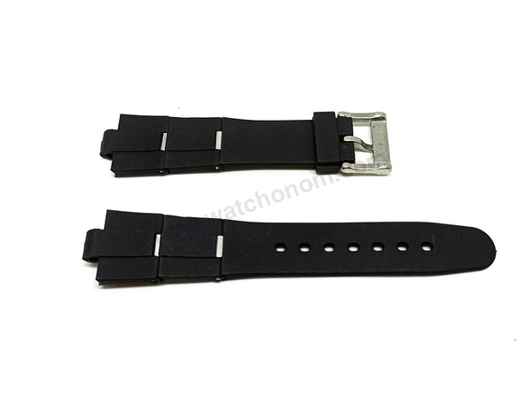 Fits/ For Bvlgari Diagono - 8mmx21mm Black Rubber / Silicone Replacement Watch Band Strap 8mm x 21mm