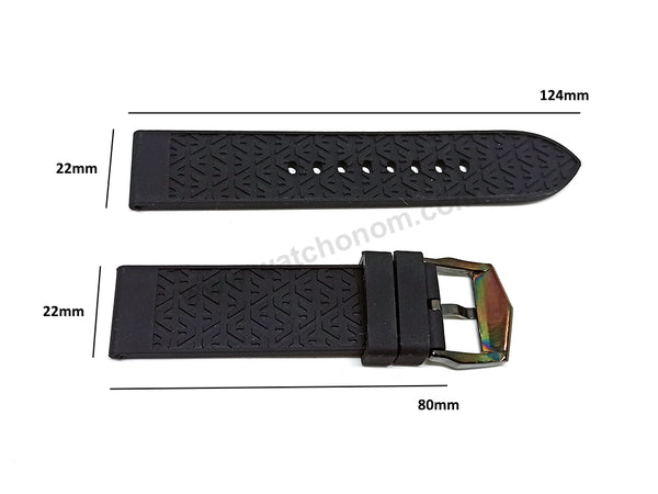 Emporio Armani AR11024 - Fits with 22mm Black Rubber Silicone Replacement Watch Band Strap