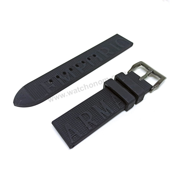 Emporio Armani AR11024 - Fits with 22mm Black Rubber Silicone Replacement Watch Band Strap