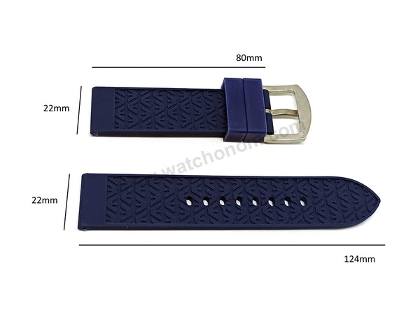 Emporio Armani AR11023 - Fits with 22mm Blue Rubber Silicone Replacement Watch Band Strap