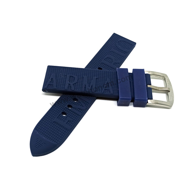 Emporio Armani AR11023 - Fits with 22mm Blue Rubber Silicone Replacement Watch Band Strap