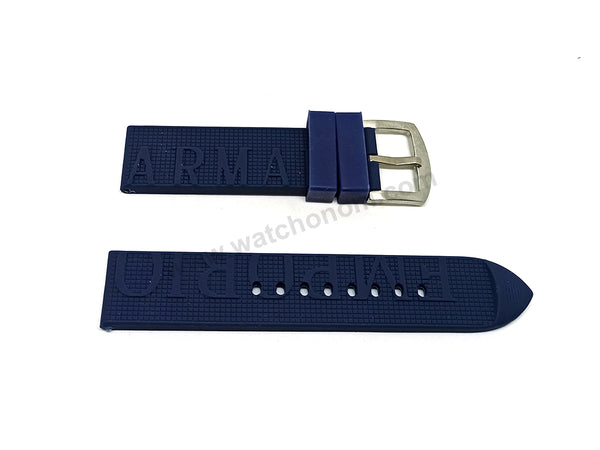 Emporio Armani AR11023 - Fits with 22mm Blue Rubber Silicone Replacement Watch Band Strap