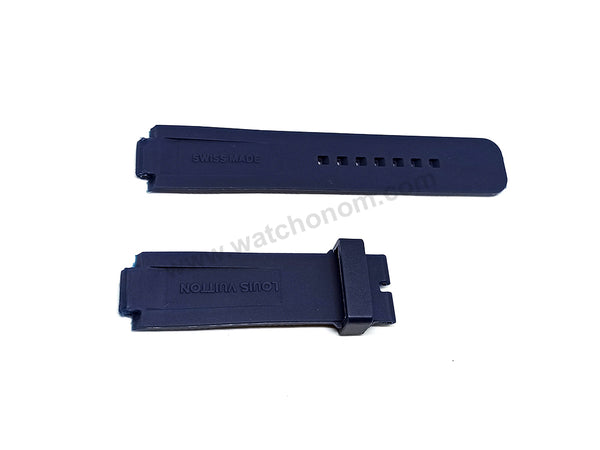 12mmx21mm Navy Blue HQ Rubber Watch Band Strap Compatible For Louis Vuitton LV Tambour Series