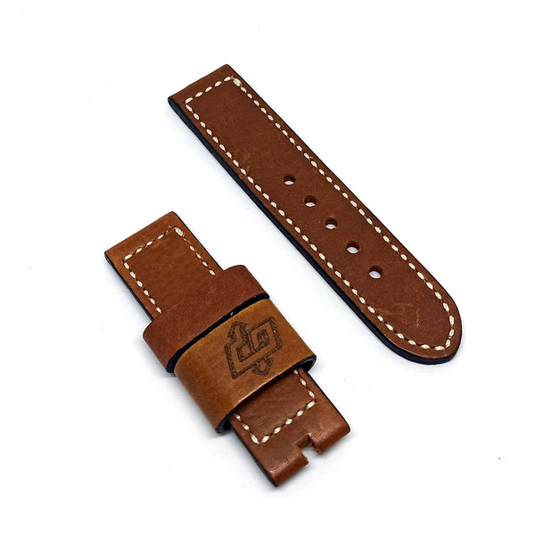 Fits/For Officine Panerai - 24mm Light Brown Genuine Leather Replacement Watch Band Strap