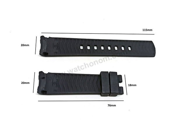 Fits/For Omega Seamaster - 20mm Black Rubber Curved end Replacement Watch Band Strap