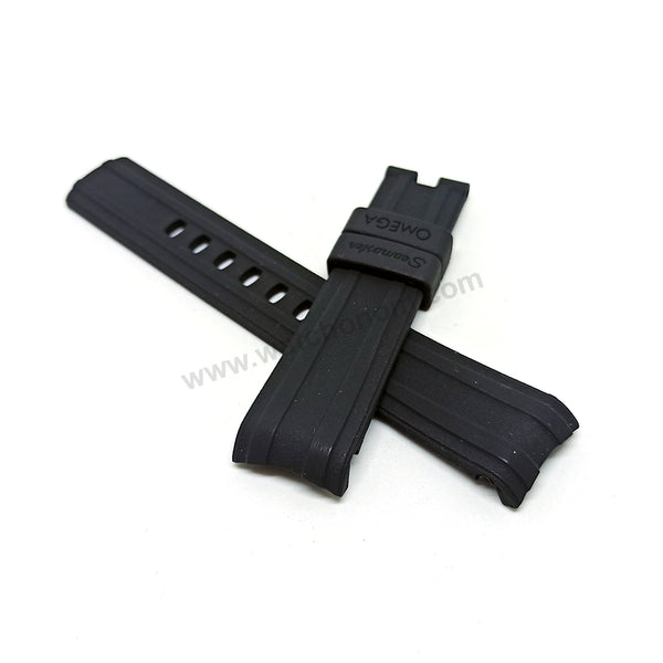 Fits/For Omega Seamaster - 20mm Black Rubber Curved end Replacement Watch Band Strap