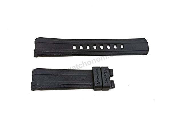 Fits/For Omega Seamaster - 20mm Black Rubber Curved end Replacement Watch Band Strap