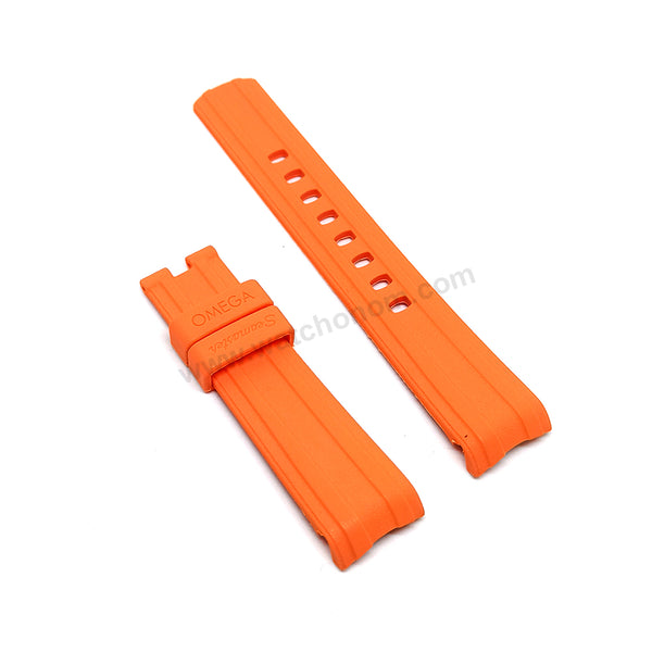 Fits/For Omega Seamaster - 20mm Orange Rubber Curved end Replacement Watch Band Strap