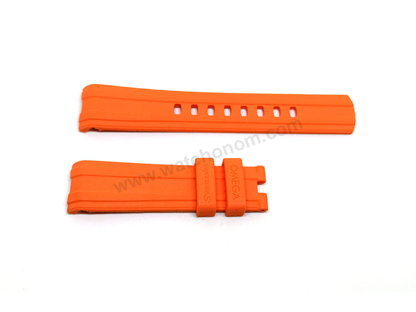 Fits/For Omega Seamaster - 20mm Orange Rubber Curved end Replacement Watch Band Strap
