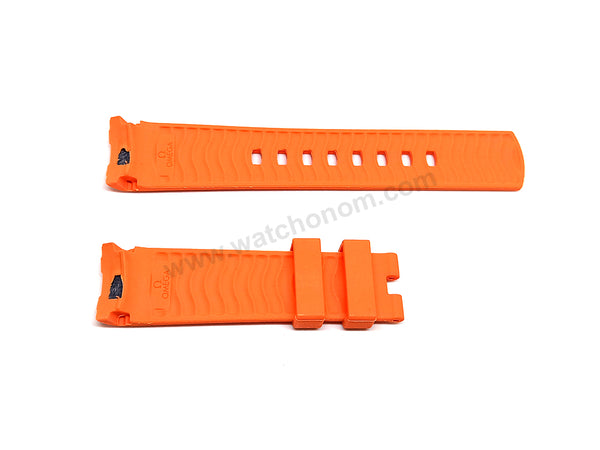 Fits/For Omega Seamaster - 20mm Orange Rubber Curved end Replacement Watch Band Strap