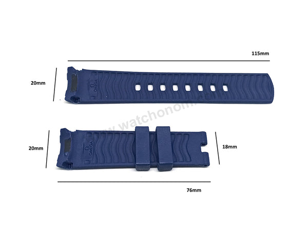 Fits/For Omega Seamaster - 20mm Navy Blue Rubber Curved end Replacement Watch Band Strap