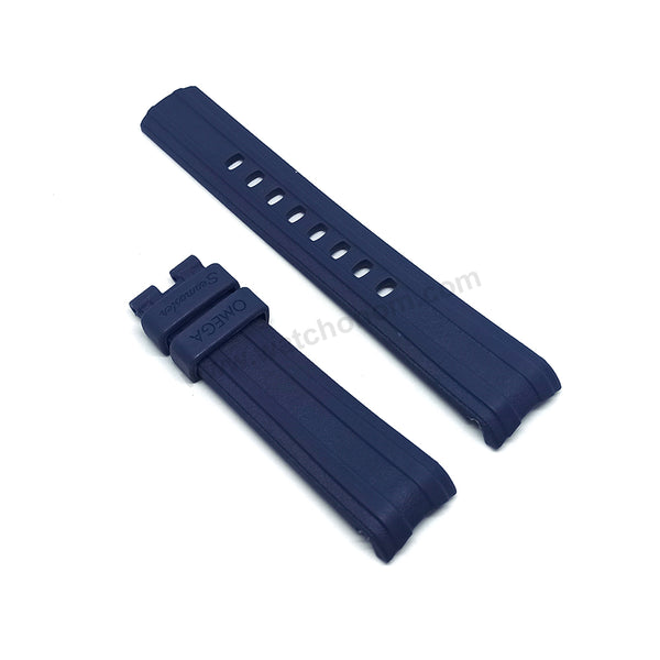 Fits/For Omega Seamaster - 20mm Navy Blue Rubber Curved end Replacement Watch Band Strap