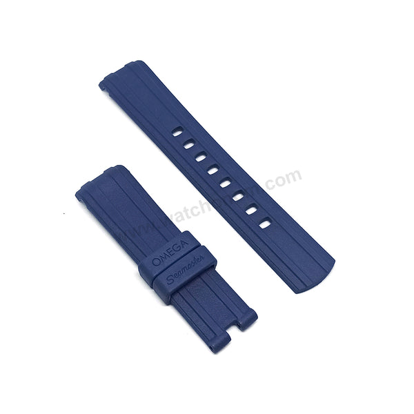 Fits/For Omega Seamaster - 20mm Navy Blue Rubber Curved end Replacement Watch Band Strap