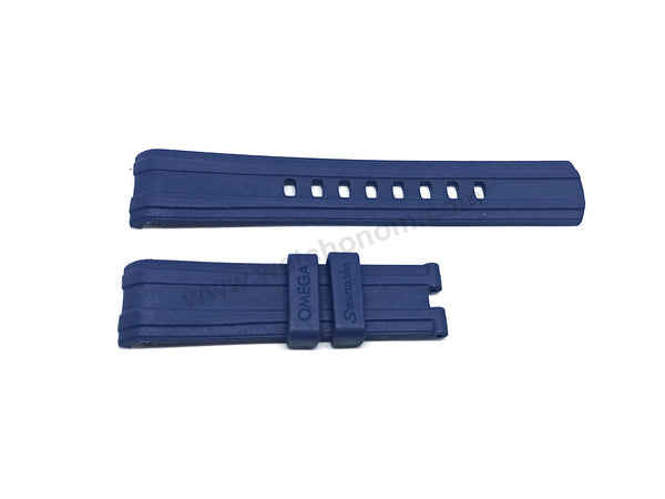 Fits/For Omega Seamaster - 20mm Navy Blue Rubber Curved end Replacement Watch Band Strap