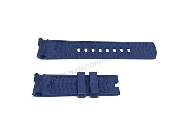 Fits/For Omega Seamaster - 20mm Navy Blue Rubber Curved end Replacement Watch Band Strap