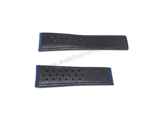 24mm Blue Suede / Nubuck Genuine Leather Replacement Watch Band Strap Fits with Tag Heuer Mclaren Mercedes