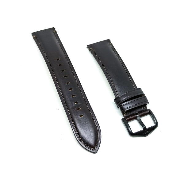 Fits/for Fossil wristwatches - 22mm Very Dark Brown Genuine Leather NEW with DEFECT Watch Band Strap Belt