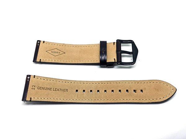 Fits/for Fossil wristwatches - 22mm Very Dark Brown Genuine Leather NEW with DEFECT Watch Band Strap Belt