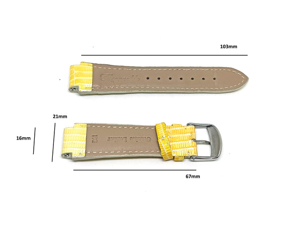Faconnable Dome D102644 Fits with 16mm Glossy Yellow / Gold Genuine Leather Replacement Watch Band Strap Bracelet