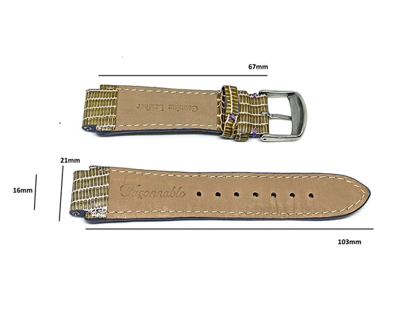 Faconnable Dome D102644 Fits with 16mm Dore Genuine Leather Replacement Watch Band Strap Bracelet