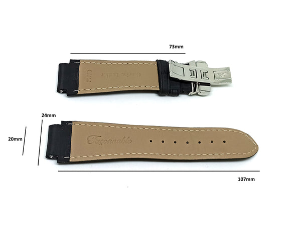 Faconnable Hydra 3 Worlds Fits with 20mm Black Nubuck Genuine Leather Replacement Watch Band Strap Bracelet