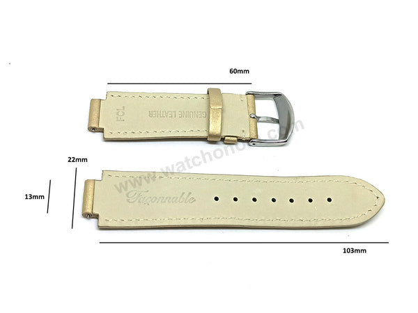 Fits/For Faconnable Ladies wristwathes has 13mm Lug - Dore Gold Colour Genuine Leather Authentic Replacement Watch Band Strap Belt