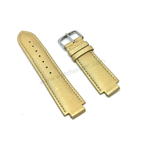 Fits/For Faconnable Ladies wristwathes has 13mm Lug - Dore Gold Colour Genuine Leather Authentic Replacement Watch Band Strap Belt