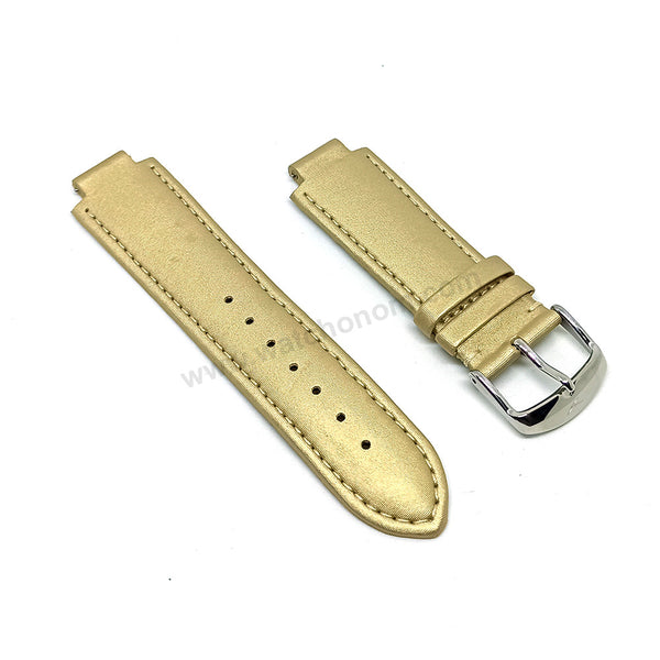 Fits/For Faconnable Ladies wristwathes has 13mm Lug - Dore Gold Colour Genuine Leather Authentic Replacement Watch Band Strap Belt