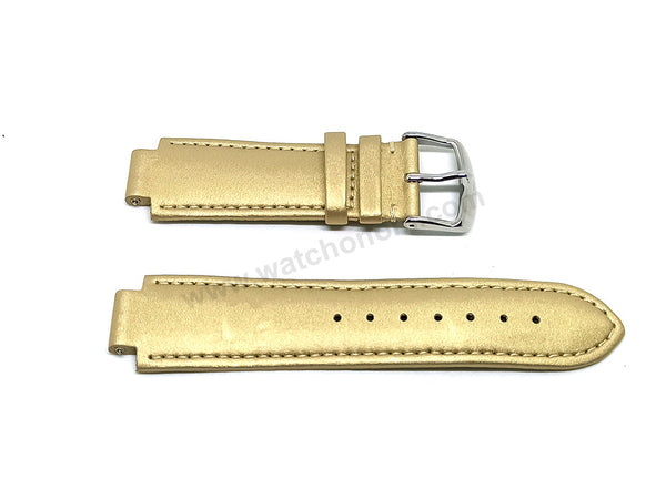 Fits/For Faconnable Ladies wristwathes has 13mm Lug - Dore Gold Colour Genuine Leather Authentic Replacement Watch Band Strap Belt