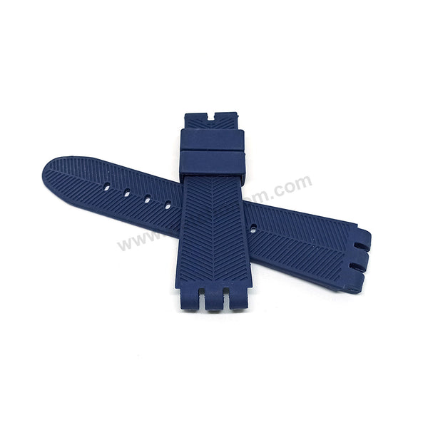 Fits/For Swatch Irony the Chrono YOS Series YOS440 , YOS449 , YOS401G , YOS447 , YOS448 - 23mm Navy Blue Replacement Rubber Watch Band Strap