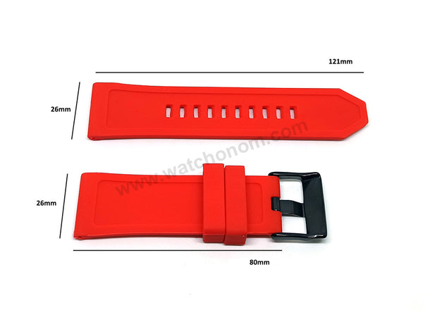 Fits/For Diesel DZ7368 BAMF - 26mm Red Rubber Silicone Replacement Watch Strap Band