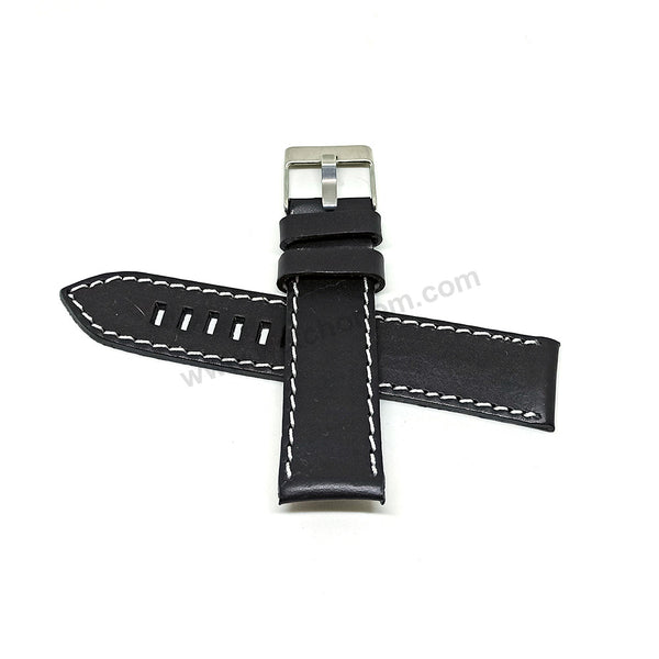 Fits/For Fossil ME1153 , BQ2055 , JR1461 - 22mm Black Genuine Leather Replacement Watch Band Strap