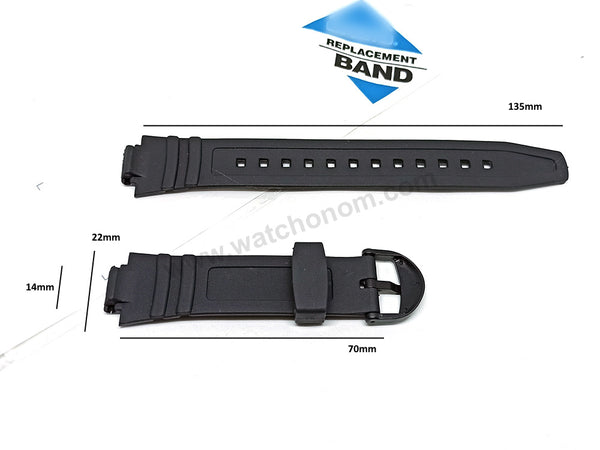 Fits/For Casio AQ-180W , W-213 - 14mm Black Rubber Replacement Watch Band Strap