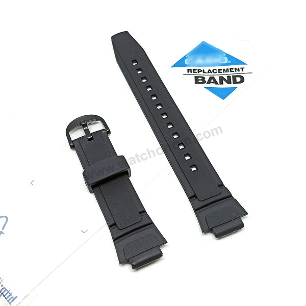 Fits/For Casio AQ-180W , W-213 - 14mm Black Rubber Replacement Watch Band Strap