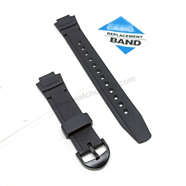 Fits/For Casio AQ-180W , W-213 - 14mm Black Rubber Replacement Watch Band Strap