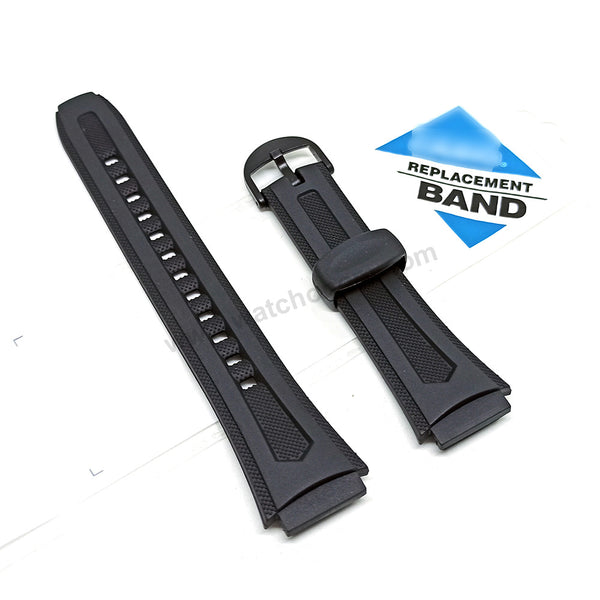 Fits/For Casio W-210 , W-211 - 18mm Black Rubber Replacement Watch Band Strap