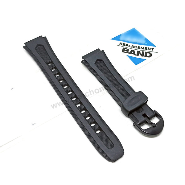 Fits/For Casio W-210 , W-211 - 18mm Black Rubber Replacement Watch Band Strap