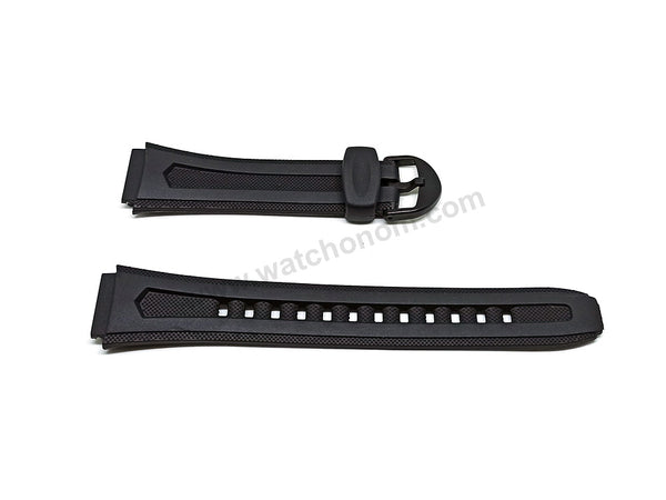 Fits/For Casio W-210 , W-211 - 18mm Black Rubber Replacement Watch Band Strap