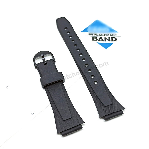 Fits/For Casio W-752 , W-753 , W-755 - 18mm Black Rubber Replacement Watch Band Strap