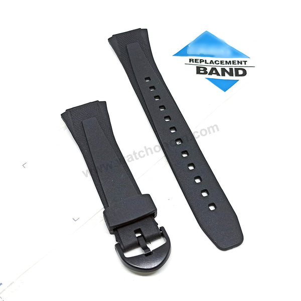 Fits/For Casio W-752 , W-753 , W-755 - 18mm Black Rubber Replacement Watch Band Strap