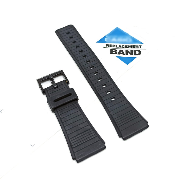 Fits/For Casio DataBank DBC-60 , DBC-61 , DBC-62 , DBC-80 , DBX-102 , DCC-32 , SDB-610 - 22mm Black Rubber Replacement Watch Band Strap