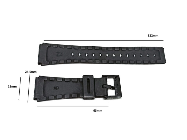 Fits/For Casio DataBank DBC-60 , DBC-61 , DBC-62 , DBC-80 , DBX-102 , DCC-32 , SDB-610 - 22mm Black Rubber Replacement Watch Band Strap