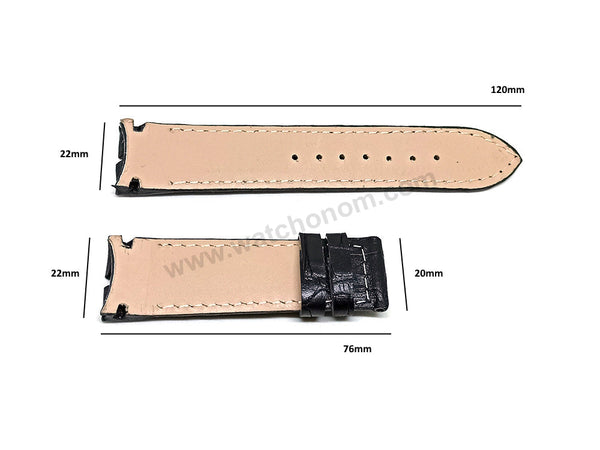 Fits/For Cerruti 1881 Veliero CRA089A212G , CRA089A222G - 22mm Black Genuine Leather Replacement Watch Strap Band