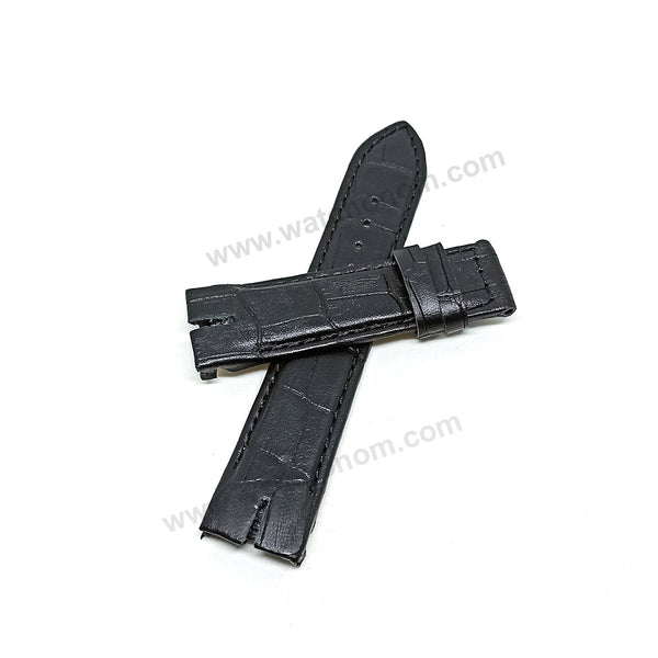 Fits/For Cerruti 1881 Veliero CRA089A212G , CRA150SBR02BK - 22mm Black Genuine Leather Replacement Watch Strap Band