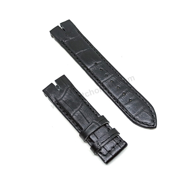 Fits/For Cerruti 1881 Veliero CRA089A212G , CRA089A222G - 22mm Black Genuine Leather Replacement Watch Strap Band