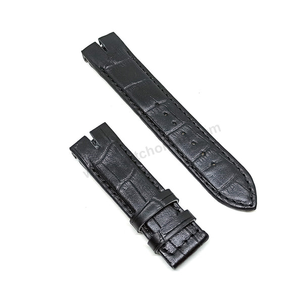 Fits/For Cerruti 1881 Veliero CRA089A212G , CRA150SBR02BK - 22mm Black Genuine Leather Replacement Watch Strap Band