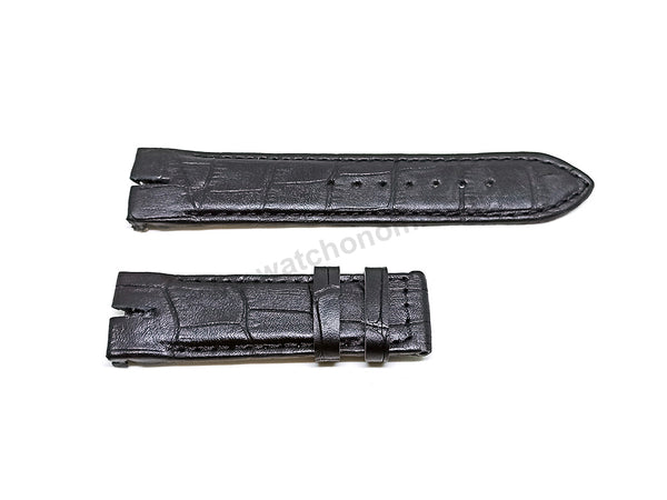 Fits/For Cerruti 1881 Veliero CRA089A212G , CRA150SBR02BK - 22mm Black Genuine Leather Replacement Watch Strap Band
