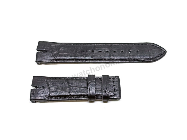 Fits/For Cerruti 1881 Veliero CRA089A212G , CRA089A222G - 22mm Black Genuine Leather Replacement Watch Strap Band