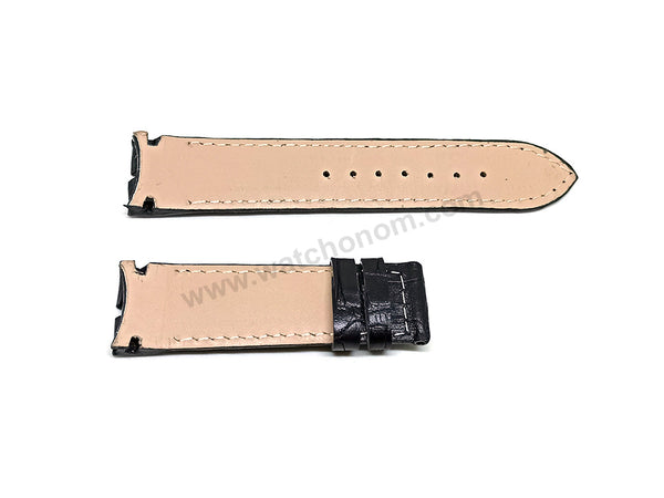 Fits/For Cerruti 1881 Veliero CRA089A212G , CRA150SBR02BK - 22mm Black Genuine Leather Replacement Watch Strap Band