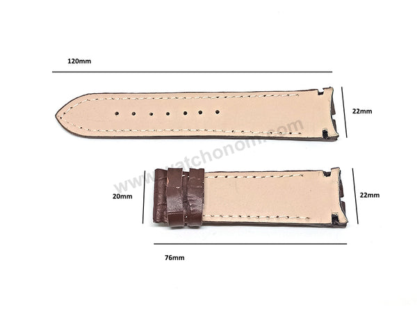 Fits/For Cerruti 1881 Veliero CRA089Y213G , CRA089SR13BR , CRA150SN03BR - 22mm Brown Genuine Leather Replacement Watch Strap Band